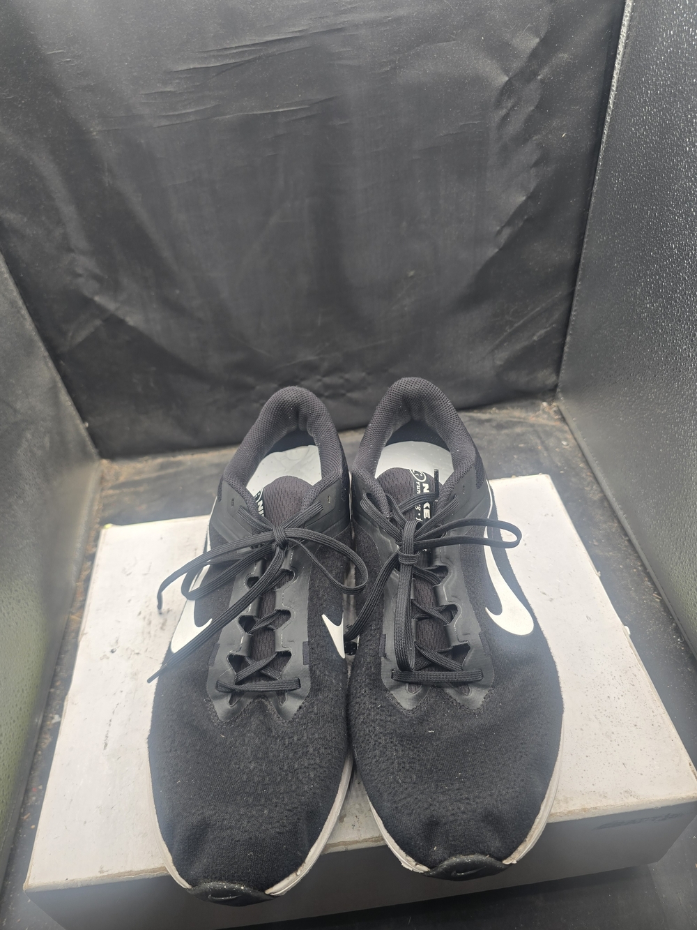 Nike Men's Black Running Sneakers with White Swoosh